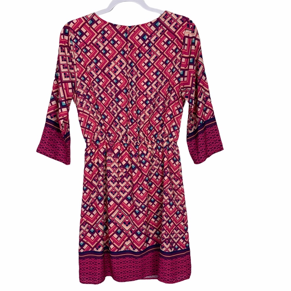 Everly Geo Keyhole 3/4 Sleeve Fit and Flare Dress - Picture 5 of 8